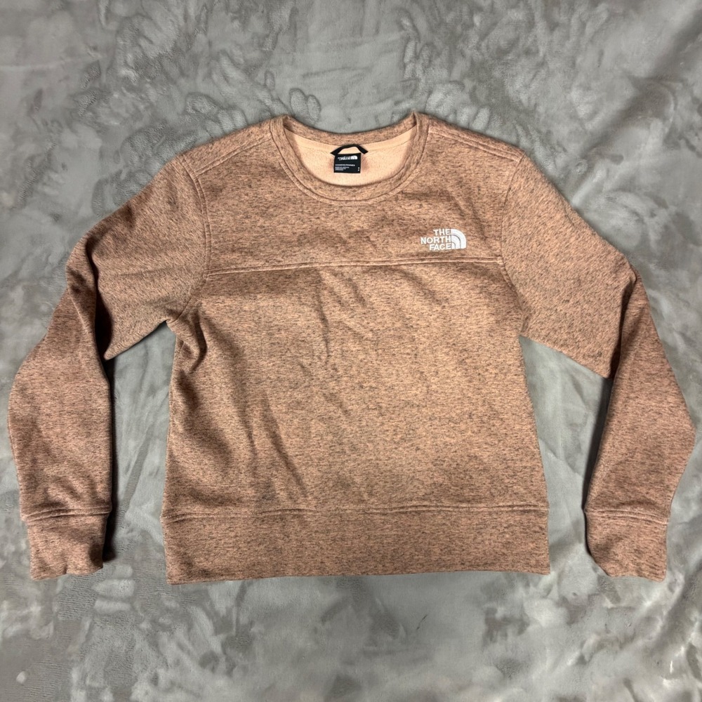 The North Face Womens Small Heathered Orange Fleece Lined Crewneck Sweatshirt